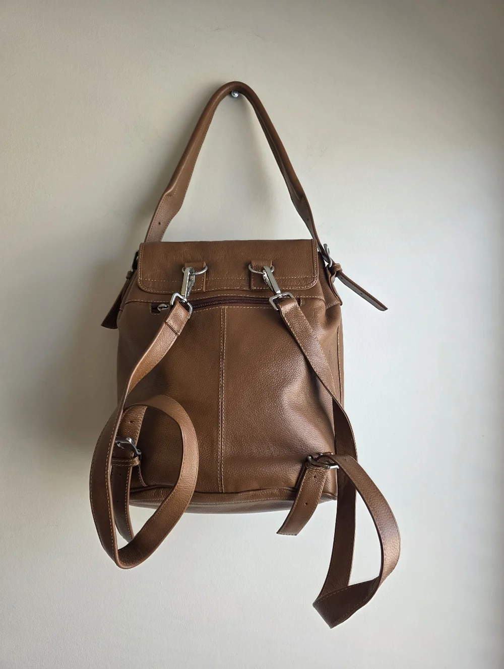 Two Pretty Leather Convertible Backpack & Matching Calf Hair Wallet Set
